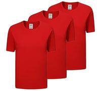 Misemiya Lot de 3 t-Shirts à Manches Courtes 100% Coton 3-TS135, Rouge, S