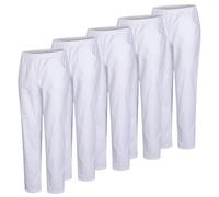 Misemiya Lot de 5 Pantalons sanitaires Unisexes Taille élastique Uniforme sanitaire 5-8312, Blanc, 3XL