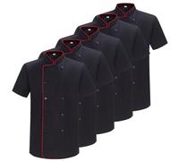 MISEMIYA Lot de 5 Vestes de Chef MZ-5-8421B Chef's Jacket, Noir 21, S (Pack de 5) Men's