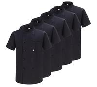 MISEMIYA Lot de 5 Vestes de Chef MZ-5-8421B Chef's Jacket, Noir, XL (Pack de 5) Men's