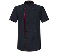 Misemiya Men's Chef Jacket Veste de Cuisine Homme MZ-8421B, 8421B-Black