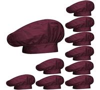 MISEMIYA Mixte Gorro Chef Gorro Forma Seta 918 Toque de Chef Casquette en Forme de Champignon 918, Granate, Paquet DE 10 Pièces