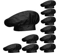 MISEMIYA Gorro Forma Seta Toque de Chef Casquette en Forme de Champignon 918, Negro, Paquet DE 10 Pièces Mixte