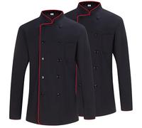 Misemiya Pack 2 Jacket Pack2 pièces-Veste de Chef KZ-2-842, Cuisine 842b-Noir, M (Lot de 2) Homme