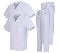 Misemiya - Pack * 2 Pcs - Ensemble Uniformes Unisexe Blouse - Uniforme Médical avec Haut et Pantalon 2-6801-6802 - X-Small, Blanc 68