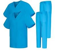 Misemiya - Pack * 2 Pcs - Ensemble Uniformes Unisexe Blouse - Uniforme Médical avec Haut et Pantalon 2-6801-6802 - XX-Large, Bleu Clair 68