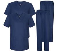 Misemiya - Pack * 2 Pcs - Ensemble Uniformes Unisexe Blouse - Uniforme Médical avec Haut et Pantalon - Ref.2-8178 - Medium, Bleu Marine 22