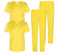 Misemiya - Pack * 2 Pcs - Ensemble Uniformes Unisexe Blouse - Uniforme Médical avec Haut et Pantalon - Ref.2-8178 - Medium, Jaune