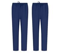 Misemiya - Pack 2 Pcs - Pantalons Unisex Taille Elastique Uniforme DE Travail Clinique HÔPITAL - Large, Bleu Marine
