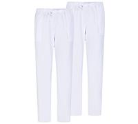 Misemiya - Pack 2 Pcs - Pantalons Unisex Taille Elastique Uniforme DE Travail Clinique HÔPITAL - Small, Blanc 68