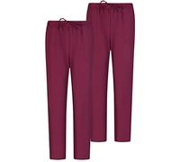 Misemiya - Pack 2 Pcs - Pantalons Unisex Taille Elastique Uniforme DE Travail Clinique HÔPITAL - Small, Grenat 68