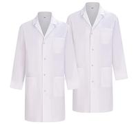Misemiya - Pack 2 Unités - Blouse Blanche Chimie Unisexe - Blouse medicale Homme - Blouse Laboratoire Homme - Blouse de Travail Femme Q816 - Large, Blanc