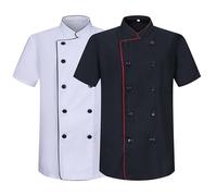 Misemiya - Pack 2 Unités -Chef Vestes Monsieur avec Bouton RÉFORMÉ - Réf.8421B - 3XL, Black-White
