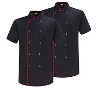 Misemiya - Pack 2 Unités -Chef Vestes Monsieur avec Bouton RÉFORMÉ - Réf.8421B - Large, Veste de Cuisine 6821B - Noir