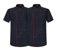 Misemiya - Pack 2 Unités -Chef Vestes Monsieur avec Bouton RÉFORMÉ - Réf.8421B - X-Large, Noir 21
