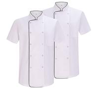 Misemiya - Pack 2 Unités -CHEF VESTES MONSIEUR AVEC BOUTON RÉFORMÉ - Réf.8421B - XX-Large, Veste de Chef 6821B - Blanche