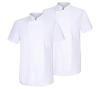Misemiya - Pack 2 Unités -Chef Vestes Monsieur avec Manches Courtes - Réf.8421-5XL, Veste de Cuisine 8421 - Blanc