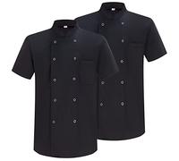 Misemiya - Pack 2 Unités -Chef Vestes Monsieur avec Manches Courtes - Réf.8421 - Large, Veste de Cuisine 6821 - Noir