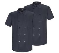Misemiya - Pack 2 Unités -CHEF VESTES MONSIEUR AVEC MANCHES COURTES - Réf.8421 - Small, Veste de cuisine 8421 - Noir