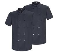 Misemiya - Pack 2 Unités -Chef Vestes Monsieur avec Manches Courtes - Réf.8421 - X-Large, Veste de Cuisine 8421 - Noir