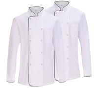 Misemiya - Pack 2 Unités -Veste de Chef pour Hommes - Veste de Chef pour Hommes - Uniforme d'accueil -Ref.842B - Small, Veste de Cuisine 682B - Blanche