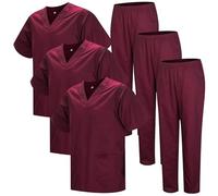 Misemiya - Pack * 3 Ensembles - Uniforme sanitaire Unisexe Uniformes SANITAIRES MÉDICAUX Ensembles SANITAIRES 3-817-8312 - Large, Grenat 22