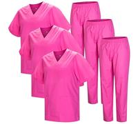 Misemiya - Pack * 3 Ensembles - Uniforme sanitaire Unisexe Uniformes SANITAIRES MÉDICAUX Ensembles SANITAIRES 3-817-8312 - Large, Rose 22