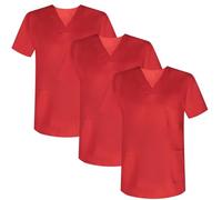 Misemiya Pack 3 Pcs-Casaca Sanitario Unisex Mz-3-817 Chemise de Brosse médicale, Rouge, M (Lot de 3) Mixte