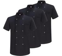 Misemiya - Pack 3 Unités -Chef Vestes Monsieur avec Bouton RÉFORMÉ - Réf.8421B - Medium, Noir