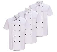 Misemiya - Pack 3 Unités -Chef Vestes Monsieur avec Manches Courtes - Réf.8421 - Medium, Blanc 21