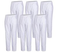 Misemiya - Pack 6 Pcs - Pantalons Unisex Taille Elastique Uniforme DE Travail Clinique HÔPITAL Nettoyage VÉTÉRINAIRE SANTÉ - Medium, Blanc