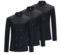 MISEMIYA Pack de 3 unités - Veste de Chef pour Hommes 3-8501 Chef's Jacket, Black, XL (Pack de 3) Men's