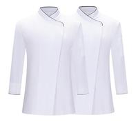 Misemiya Paquete 2 Unidades-Chaqueta Cocinera Mujer Mz-2-731 Lot de 2 Vestes de Cuisine pour Femme, Blanc