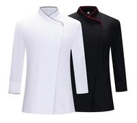Misemiya Paquete 2 Unidades-Chaqueta Cocinera Mujer Mz-2-731 Lot de 2 Vestes de Cuisine pour Femme, Noir/Blanc, 3XL