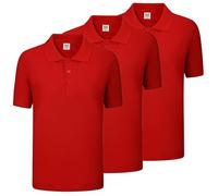 MISEMIYA Polo200 Lot de 3 t-Shirts Unisexes pour Adulte, Rouge, L
