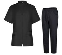 Misemiya - Uniform Scrub Set Unisexe - Uniforme médical avec Haut et Pantalon - 712-8312 - Large, Noir