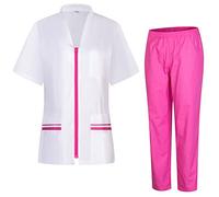 Misemiya - Uniform Scrub Set Unisexe - Uniforme médical avec Haut et Pantalon - 712-8312 - X-Small, Rose 22