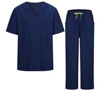 Misemiya Uniforme Médical Unisexe Extensible pour Infirmiers et Professionnels de Santé 1689-7835, Bleu Marine, XL