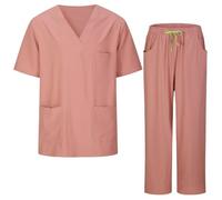 Misemiya Uniforme Médical Unisexe Extensible pour Infirmiers et Professionnels de Santé 1689-7835, Rose Poudré, XL