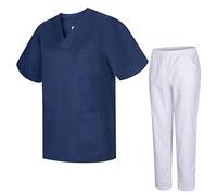 Misemiya - Uniformes Unisexe- Uniforme Médical avec Haut et Pantalon 817-8312-BLANCO - Large, Bleu Marine