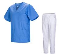 Misemiya - Uniformes Unisexe- Uniforme Médical avec Haut et Pantalon 817-8312-BLANCO - Large, Ciel Bleu