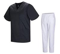 Misemiya - Uniformes Unisexe- Uniforme Médical avec Haut et Pantalon 817-8312-BLANCO - Medium, Noir