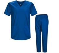 Misemiya - Uniformi Unisex Set Camice - Uniforme Medica Con Maglia e Pantaloni Uniformi Mediche Camice Uniformi sanitarie - Ref.8178 - Large, Bleu 37 21