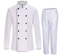 Misemiya - Veste de chef pour hommes - Veste de chef pour hommes - Uniforme d'accueil -Ref.842 - Large, Veste et Pantalons de cuisine 842B8 - Blanc