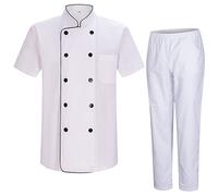 Misemiya - Veste de Chef pour Hommes - Veste de Chef pour Hommes - Uniforme d'accueil -Réf.8421B - 5XL, Veste et Pantalons de Cuisine 8421B8 - Blanc