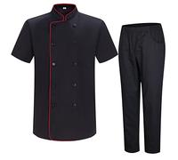 Misemiya - Veste de Chef pour Hommes - Veste de Chef pour Hommes - Uniforme d'accueil -Réf.8421B - Large, Veste et Pantalons de Cuisine 8421B8 - Noir