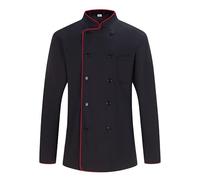 Misemiya Veste de Chef pour Hommes 842-842B Cuisine MZ-8421B, 842B-Noir