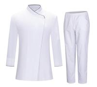 Misemiya - Veste et Pantalon de Chef pour Femme - Veste de Chef pour Femme - Uniforme d'hôtellerie - 731-8312 - Medium, Blanc