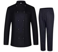 Misemiya - Veste et PANTALON de chef pour femme - Veste de chef pour femme - Uniforme d'hôtellerie - 848-8312 - X-Large, Noir