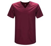 Misemiya - VÊTEMENTS DE Travail Unisex COL PIC Manches Courtes Médicaux Unisexe - Ref.817-4XL, Grenat